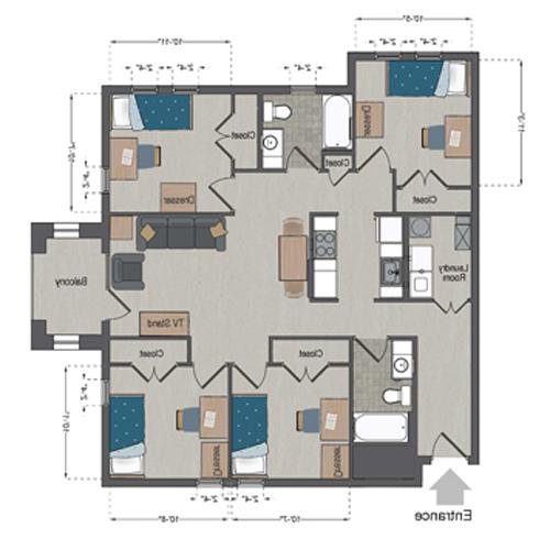 Village Apartments Quad 2 floor plan