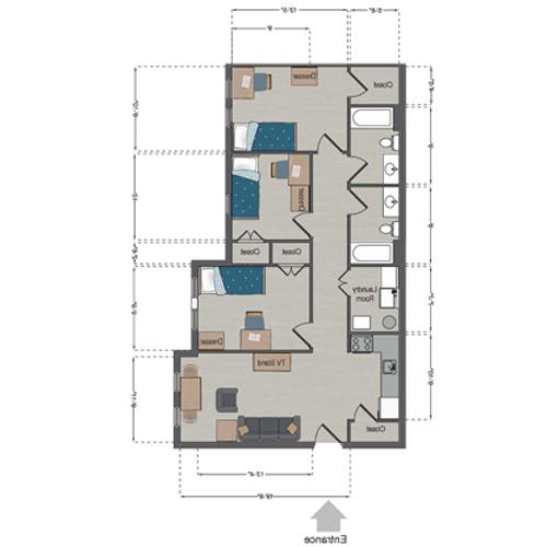 Village Apartments triple floor plan